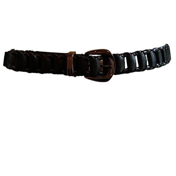 Michael Kors Black Leather Link Belt - Picture 1 of 9